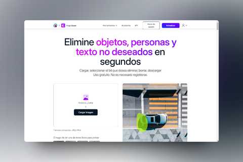 Sitio web que permite a los usuarios eliminar partes de una imagen.